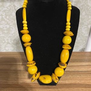 Tagua nut necklace 18”. Yellow mustard color. A truly unique piece